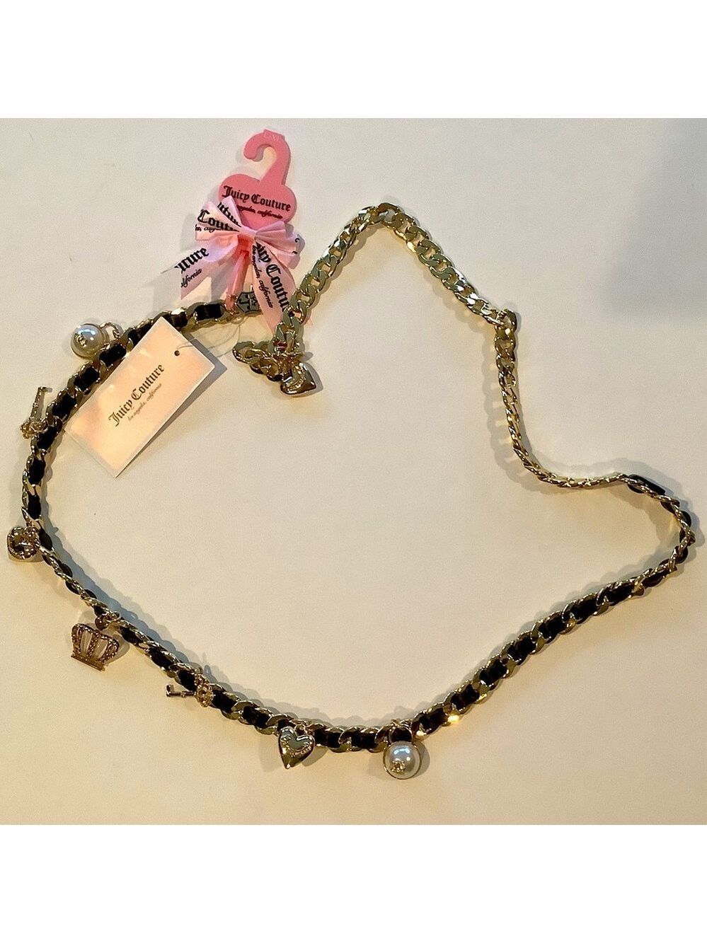 Juicy Couture Gold and Black Charm Belt Large/XL New